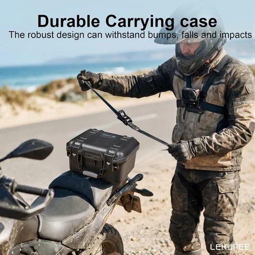 Vista 6 de Lekufee Funda rígida impermeable para DJI Osmo Action 6, Osmo Action 5 Pro/4/3, combo de aventura, combo estándar y más accesorios (solo funda)