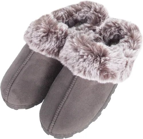 Vista 8 de Jessica Simpson - Zueco de piel sintética para mujer pantuflas cómodas y peludas para interiores con espuma viscoelástica