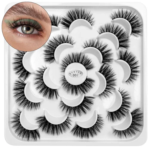 Vista 10 de DYSILK - 10 pares de pestañas de visón 6D, pestañas postizas dramáticas de volumen grueso pestañas postizas naturales suaves extensión maquillaje
