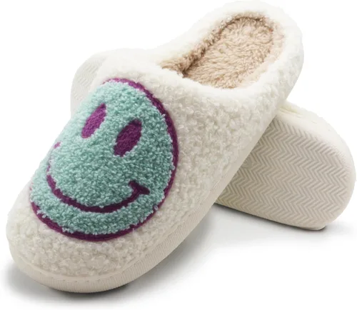 Vista 6 de Pantuflas de cara retro mullidas para mujeres y hombres, felpa suave, cálidas, estilo de pareja, informales, cómodas, para interiores y exteriores