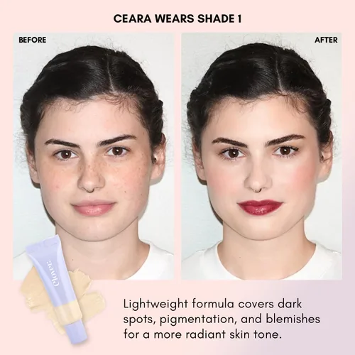 Vista 4 de Clover Skin Is In Serum Foundation Suero facial hidratante, base ligera, libre de crueldad animal y vegano, con escualano y cera de semillas de 10