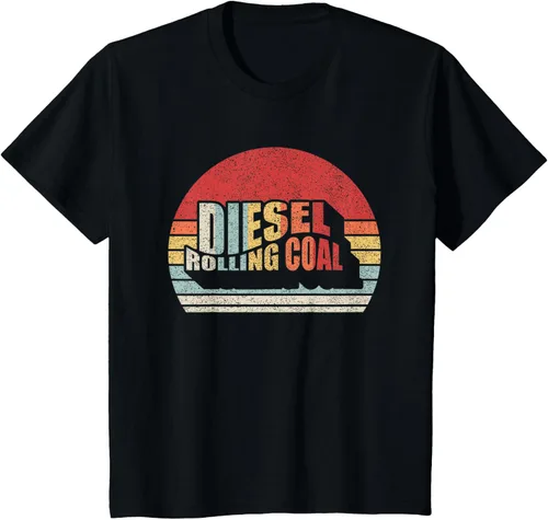 Vista 30 de Camiseta de camión diésel con motor diésel retro y divertido de carbón, Negro