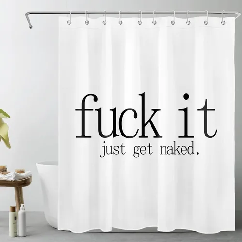 Vista 8 de LB Fuck It Get Naked - Cortina de ducha pequeña de 48 x 68 pulgadas, forro de cortina de ducha en blanco y negro, cortina de ducha estrecha