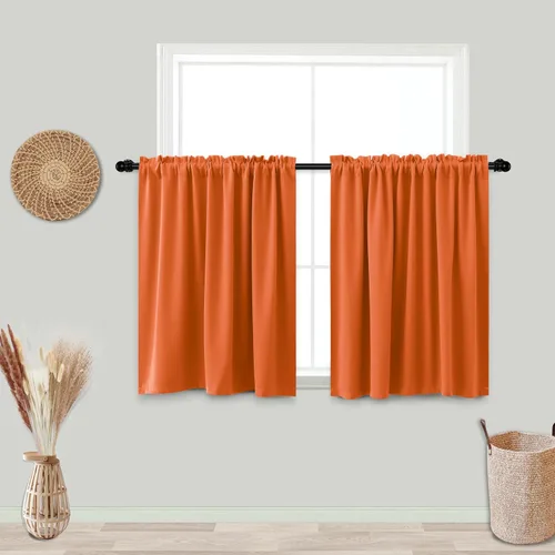 Vista 45 de Cortinas de café KOUFALL de 18 x 24 pulgadas para tratamientos de ventanas pequeñas, niveles de cortinas bohemias opacas para ventanas de RV y Beige