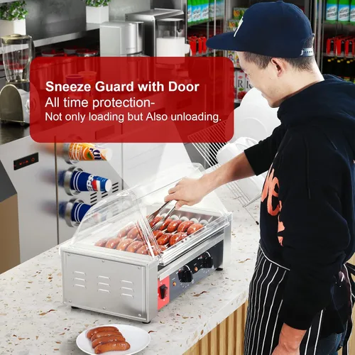 Vista 5 de Hot Dog - Horno eléctrico para pizza con 7 rodillos y doble cubierta comercial de 16 pulgadas