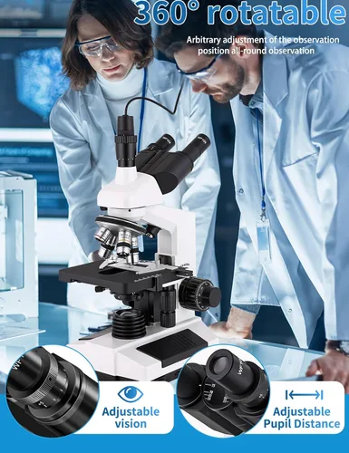 Vista 6 de Microscopios para adultos WF10x y WF25x Microscopio compuesto con portaobjetos de microscopio, kit de microscopios para niños, estudiantes, escuela
