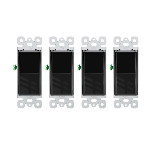Vista 10 de Greencycle Interruptor de luz basculante negro de un solo polo, interruptor de luz de paleta de 15 amperios, interruptores Sp blancos, 120V-277V CA