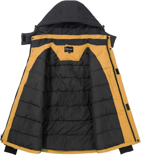 Vista 2 de Spmor Chaqueta de esquí impermeable con capucha para hombre, abrigo de snowboard para invierno, resistente al viento, para la nieve