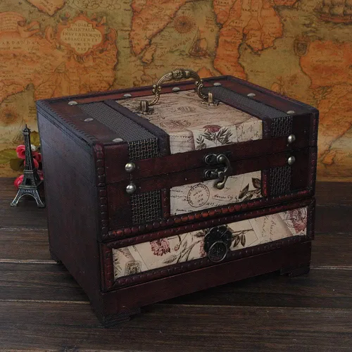 Vista 9 de iTun Joyero de madera vintage caja de almacenamiento organizadora estuche de regalo para mujeres aniversario boda recuerdos Navidad cumpleaños San