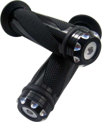 Vista 2 de Puños de gel para manillar negros con tapas negras compatibles con Honda Nighthawk 750 1991