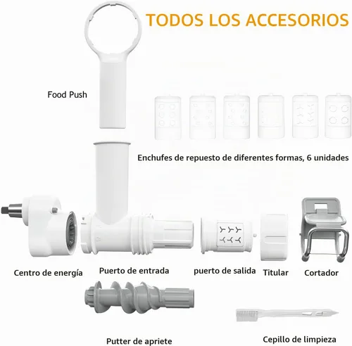Vista 6 de Accesorio para hacer pasta para batidora de pie KitchenAid con 6 formas diferentes de salida de pasta, duradero para accesorios y herramientas