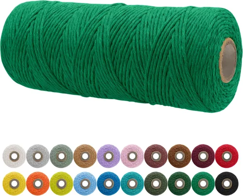 Vista 109 de JeogYong Cordón de macramé de un solo hilo 3 mm x 109 yardas (328 pies) Cuerda de algodón suave Hilo de macramé de 3 mm, suministros de macramé