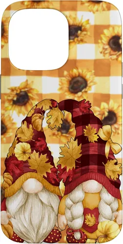 Vista 21 de iPhone 16 Autumn Fall Gnome Pumpkin Buffalo Plaid Pattern Sunflower Case