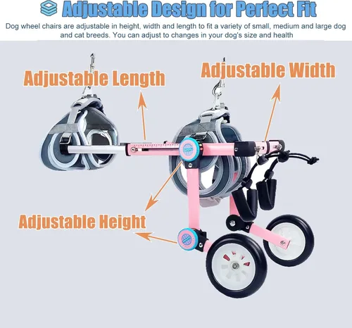 Vista 6 de Silla de ruedas para perros para patas traseras, carrito de silla de ruedas para perros, sillas de ruedas plegables para perros/asistencia