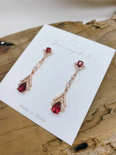 Vista 3 de Cconcept8 - Aretes largos hipoalergénicos y sin Nikel con zircornia, poste de plata de ley 925 para wamen