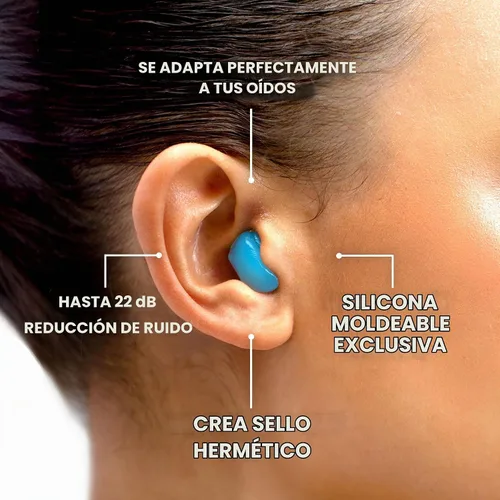 Vista 7 de Eargasm Squishies - Azul Tapones para los oídos moldeables multiusos con reducción de ruido, cancelación de ruido, impermeables, herméticos