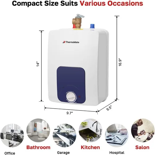 Vista 6 de ThermoMate Calentador de agua eléctrico con certificación UL, ES150B, punto de uso de 1.3 galones, calentador de agua debajo del fregadero, 120 V