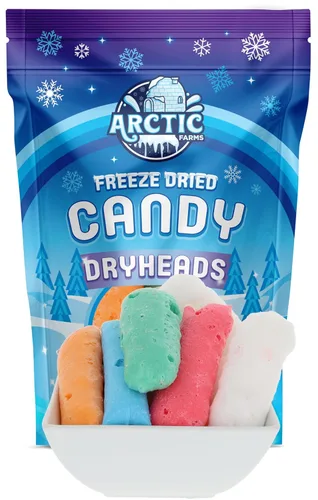 Vista 6 de Arctic Farms Cabezales secos de caramelo liofilizados empaquetados y en caja (sabores surtidos) (6 onzas)