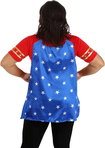 Vista 6 de Plus Size Women's Wonder Woman Costume, Red White & Blue Outfit with Cape & Crown Accessory Superhero Costume