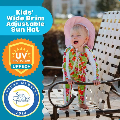 Vista 2 de SwimZip, sombrero unisex para niños, ala ancha, protección solar FPS 50, ajustable.