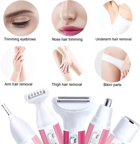 Vista 3 de Maquinilla de afeitar eléctrica para mujeres para eliminación de vello de cuerpo y nariz, recortadora de vello facial, afeitadoras para cejas
