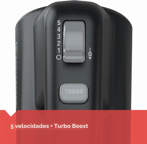 Vista 3 de BLACK+DECKER Batidora de mano de 5 velocidades, 250 vatios para mezclar masas, masas, untables y más, función Turbo Boost y evitar salpicaduras