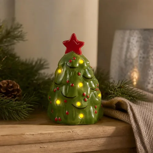 Vista 2 de Mud Pie Figura Decorativa de Árbol Iluminada; 4 1/2" x 2 3/4" Diá