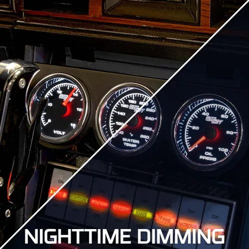 Vista 5 de GlowShift Kit de medidor de presión de combustible Racing de 2-5/8 pulgadas de 100 PSI, incluye sensor electrónico, esfera negra, retroiluminación