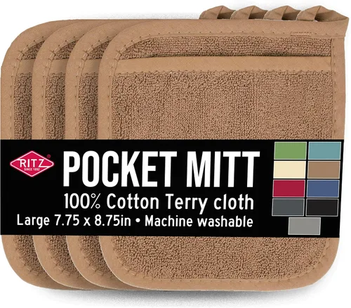 Vista 32 de RITZ Terry Pocket Mitt & Hot Pad: Unparalleled Heat Resistant, Durable 100% Cotton – Ergonomically Designed for Optimal Grip – Easy-Care Machine