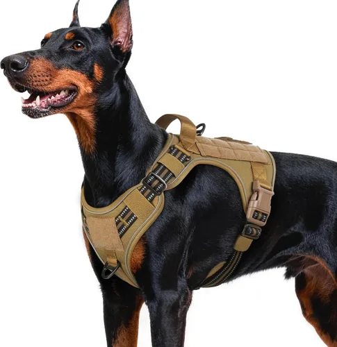 Vista 41 de rabbitgoo - Arnés para perros pequeño sin tirones, chaleco táctico de servicio con Molle y asa de control, arnés militar ajustable y reflectante