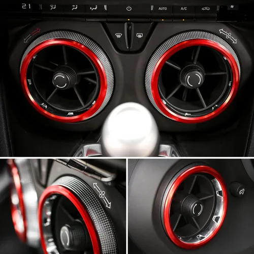 Vista 3 de Hoolcar Cubierta de ventilación interior de aire acondicionado ABS AC para Chevrolet Camaro 2017-2021, rojo, 4 piezas (no para Blazer)