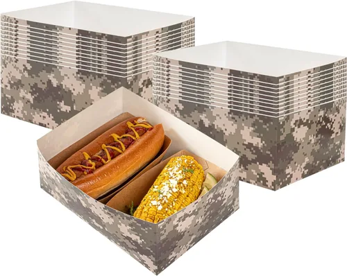Vista 18 de Restaurantware Bio Tek - Bandejas de hamburguesas de 8.4 x 6 x 3.5 pulgadas, 100 bandejas de papel desechables para alimentos, bandejas de papel