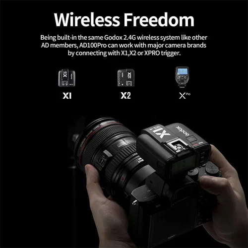 Vista 4 de Godox AD100 Pro Godox 100Ws Pocket Flash Strobe - Sistema inalámbrico X 2.4G, iones de litio de 2600 mAh (360 flashes), 1/8000s HSS, reciclaje