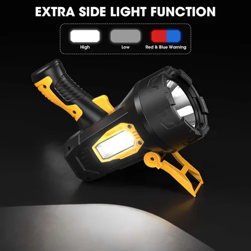 Vista 6 de Lylting Foco recargable, 2,000,000 lúmenes, linterna súper brillante, linterna de mano para exteriores con luz de mazorca, luz LED resistente