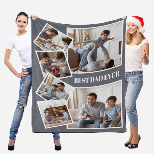 Vista 6 de D-Story Manta de hijo, divertidas mantas personalizadas con fotos, regalo para papá, manta de disfraz, regalo para hija, regalos personalizados