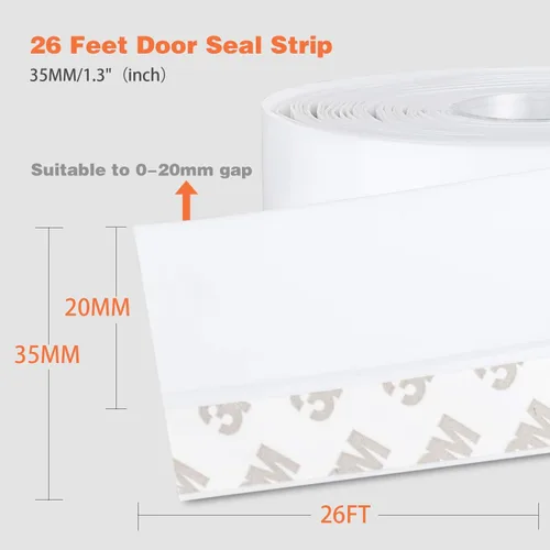 Vista 33 de MIKOSI cinta de sellado de silicona de 26 pies, cinta adhesiva para puertas, ventanas, huecos de duchas