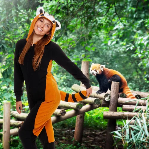 Vista 2 de Slim Fit Adult Onesie - Animal Halloween Costume - Plush Fruit One Piece Cosplay Suit for Women and Men by FUNZIEZ!