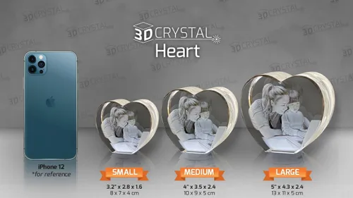 Vista 5 de Corazón de fotos de cristal 3D, imagen de corazón de cristal 3D, regalos de Navidad personalizados con foto láser 3D, regalo de San Valentín