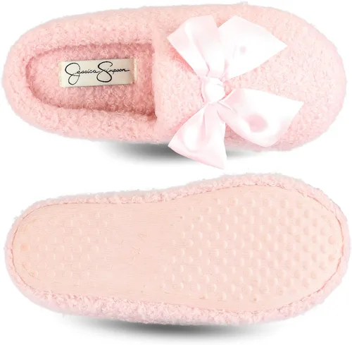 Vista 5 de Jessica Simpson Unisex-Child Plush Marshmallow Slide on House Slipper Clog with Memory Foam
