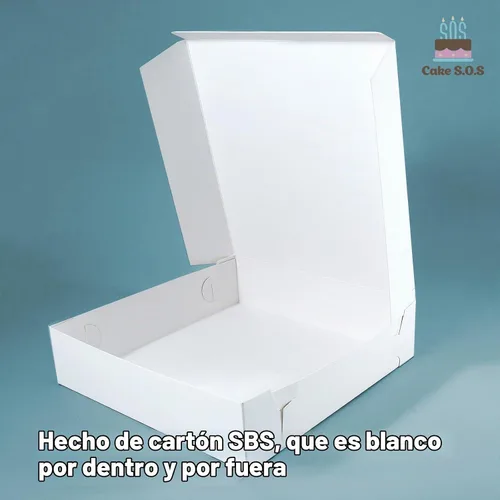 Vista 5 de Caja de pastel blanca de 19 x 14 x 4 1/2 pulgadas, cajas de panadería de primera calidad, una pieza, perfectas para empaquetar y vender pasteles