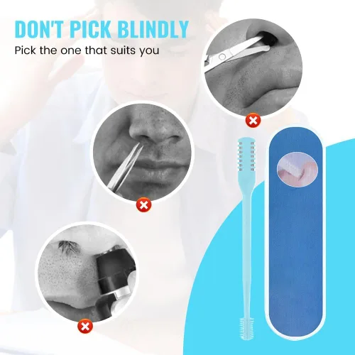 Vista 5 de Cortador de vello nasal 2 en 1 mejorado, herramienta de eliminación de vello de fosa nasal de doble cara, recortadora manual de vello de nariz