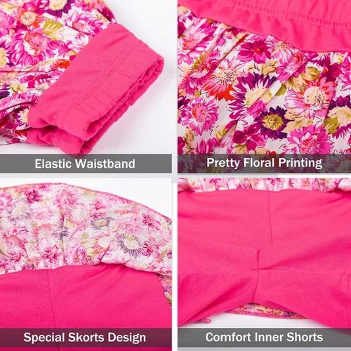 Vista 64 de LittleSpring Conjunto de verano para niñas con camiseta sin mangas y pantalones cortos florales