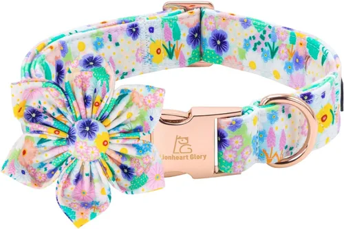 Vista 11 de Lionheart glory Collar de perro con bandera estadounidense, collar de flores para perro del 4 de julio, resistente y ajustable, patriótico con flor