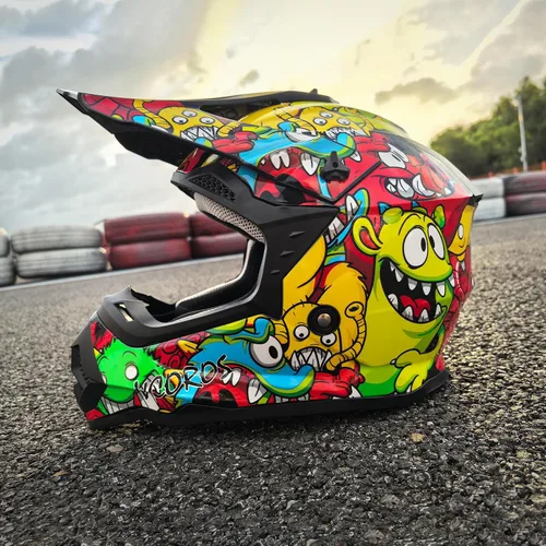 Vista 6 de VCOROS - Casco para niños y jóvenes, bicicleta de tierra, motocross, calle, todoterreno, BMX, MX, cuatrimoto, bicicleta de tierra, motocicleta