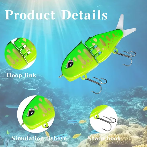 Vista 3 de Paquete de 7 Mini Cebo Deslizante, Cebo Deslizante Raptor, Señuelos de Pesca Swimbait para Agua Dulce y Salada, Increíble Regalo de Equipo de Pesca