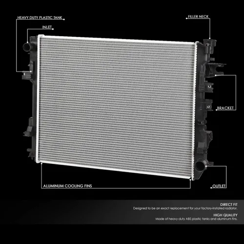 Vista 2 de DNA Motoring CU13129 Refrigeración del motor del radiador de aluminio de 1 fila compatible con modelos 09-18 Ram 1500/2500/3500 AT, 55056858AC