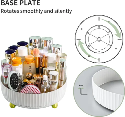 Vista 4 de funest Organizador de perfumes de maquillaje, rotación de 360 grados, Lazy Susan, estuche de almacenamiento de lociones para cosméticos, bandeja