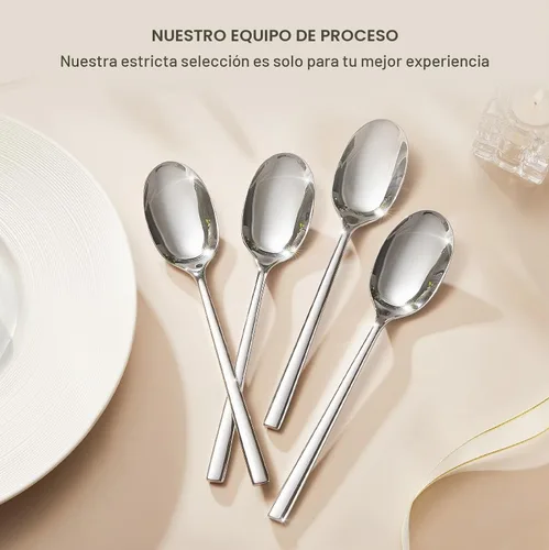 Vista 4 de KINGSTONE Juego de cucharas de cena, cucharas de mesa de cubiertos de 12 piezas, cucharas de acero inoxidable de grado alimenticio de alta calidad