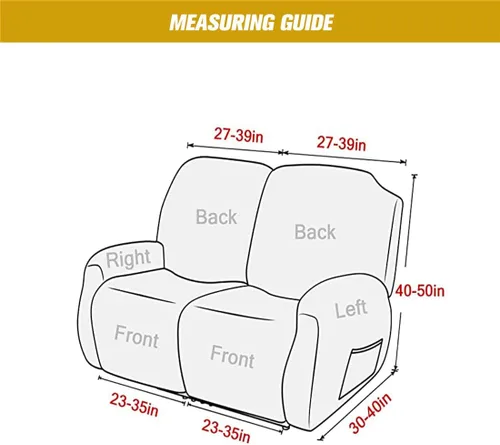 Vista 7 de Fundas de terciopelo elástico para sillas reclinables, fundas para sofá biplaza de 2 cojines, 6 piezas, fundas protectoras para muebles con bolsillo
