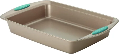 Vista 12 de Rachael Ray Yum-o! - Molde rectangular antiadherente para horno Lovin', 9 x 13 pulgadas, gris con asas naranjas